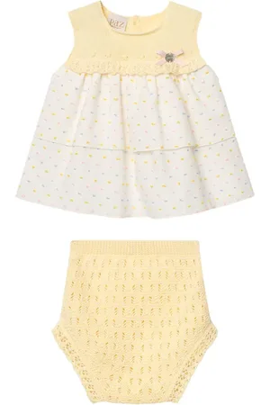 PAZ RODRIGUEZ Completo giallo con fantasia pois in maglia (2pz)