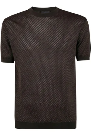 Emporio Armani T-shirt in maglia marrone texturizzata