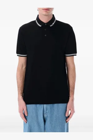 Emporio Armani Polo nera profili a righe