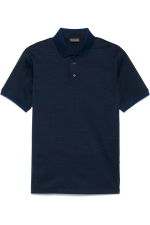 Emporio Armani Polo blu logo all-over