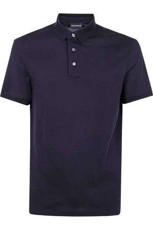 Emporio Armani Polo blu con texture chevron