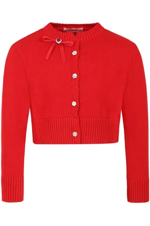 VIVETTA Cardigan rosso in maglia con mini fiocco