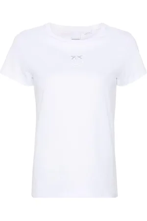 Pinko T-shirt bianca bussolotto love birds ricamo