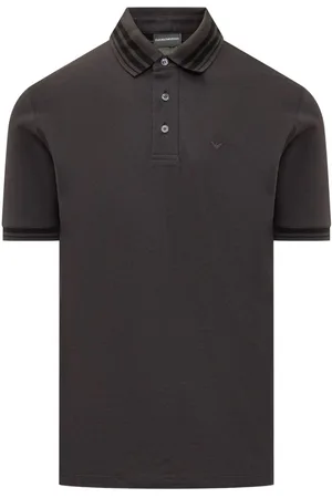 Emporio Armani Polo marrone con profili a righe