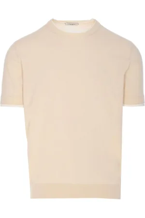 Paolo Pecora Maglia ecru girocollo orli a contrasto