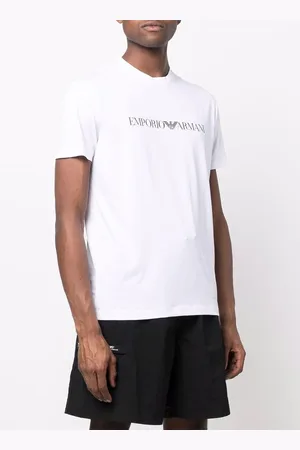 Emporio Armani T-shirt bianca logo lettering frontale