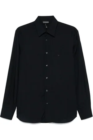 Emporio Armani Camicia blu notte mini logo petto