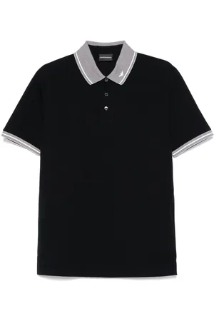 Emporio Armani Polo blu con profili a righe