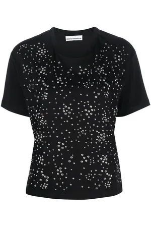 Paco rabanne T-shirt nera con borchie tonde