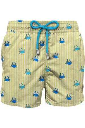 MC2 SAINT BARTH Costume giallo a righe con fantasia granchi
