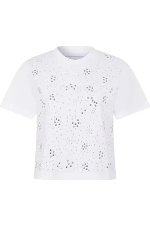 Paco rabanne T-shirt bianca con borchie tonde