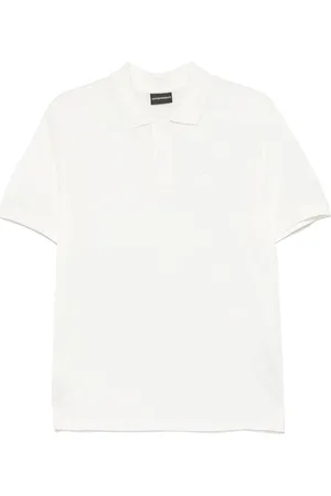 Emporio Armani Polo bianca fine mini logo ricamo