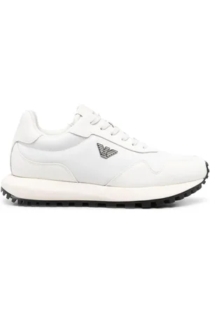 Emporio Armani Sneakers bianca con inserti in saffiano rigenerato