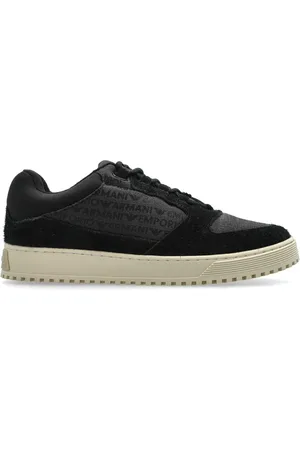 Emporio Armani Sneakers nere in tessuto jacquared logo lettering