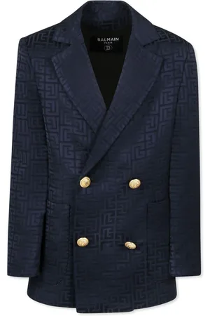 Balmain Giacca avorio logo monogram all-over