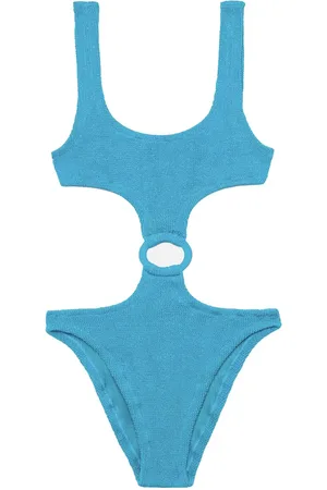 MC2 SAINT BARTH Costume intero turchese cut-out Laurel in crinkle lurex