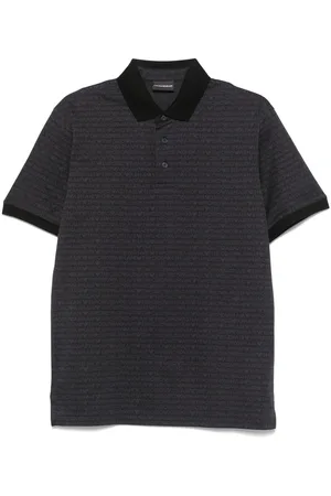 Emporio Armani Polo nero logo all-over