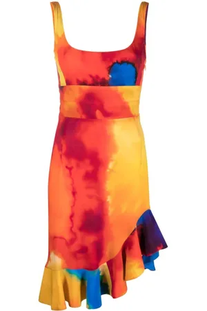 Paco rabanne Abito arancio multicolor asimmetrico