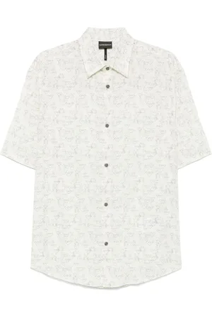 Emporio Armani Camicia panna con aquile all-over