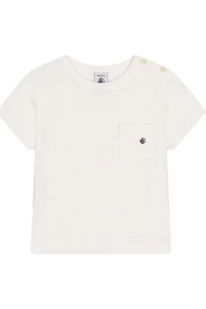 Petit Bateau T-shirt panna neonato con taschino