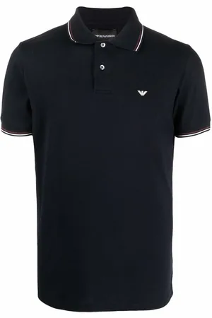 Emporio Armani Polo blu con profili a righe