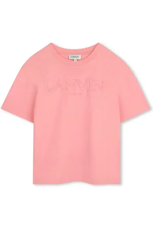 Lanvin T-shirt rosa ricamo logo lettering