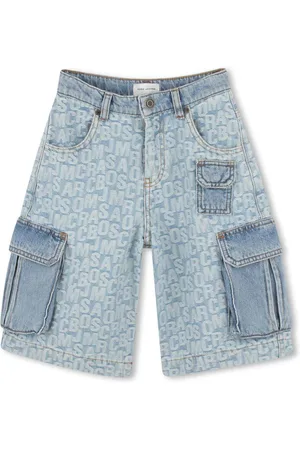 Marc Jacobs Bermuda cargo denim chiaro logo all-over