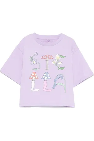 Stella McCartney T-shirt lilla crop con logo lettering