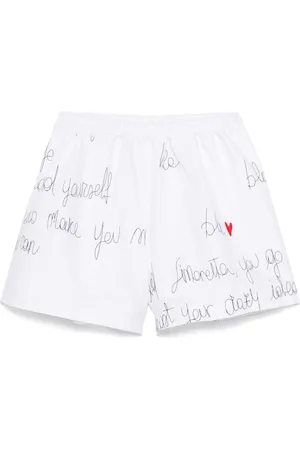 Simonetta Short bianco slogan ricamato