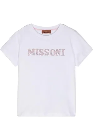 Missoni T-shirt bianca logo strass