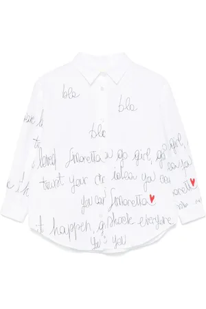 Simonetta Camicia bianca slogan ricamato