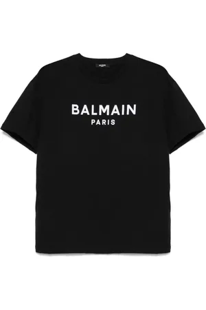 Balmain T-shirt nera logo lettering centrale