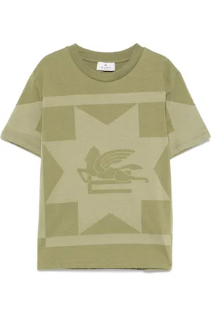 Etro T-shirt verde militare stampa pegaso