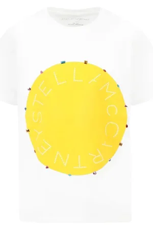 Stella McCartney T-shirt bianca logo frontale a giro