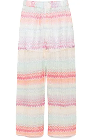 Missoni Pantalone verde acqua multicolor fantasia chevron