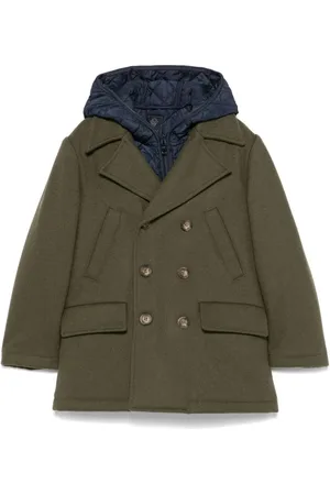 FAY Cappotto verde/blu in feltro con piumino