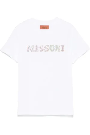 Missoni T-shirt bianca logo con strass multicolor