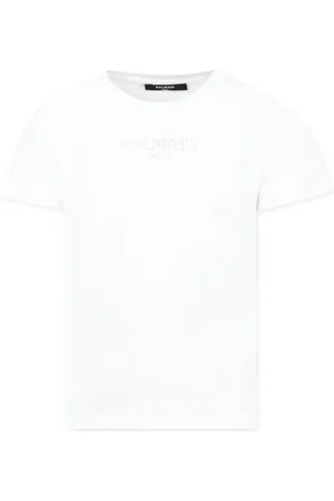 Balmain T-shirt bianca logo ricamo