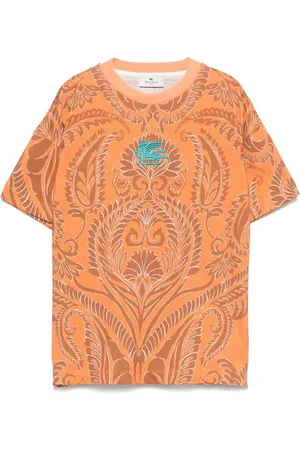 Etro T-shirt arancio fantasia paisley
