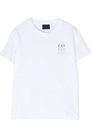 FAY T-shirt bianca stampa logo loop