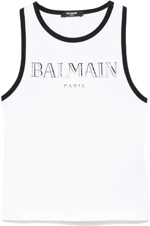 Balmain Canotta bianca profili contrasto