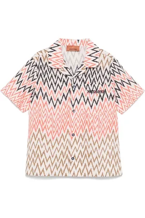 Missoni Camicia multicolor con fantasia chevron e logo ricamato