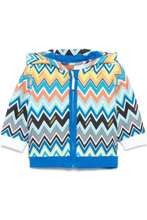 Missoni Felpa blu con zip fantasia chevron neonato