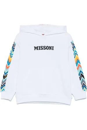 Missoni Felpa bianca con bande chevron e logo
