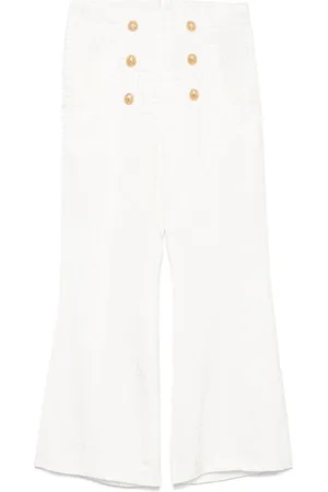 Balmain Pantalone avorio logo monogram all-over