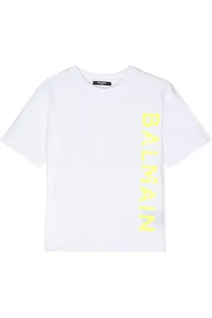 Balmain T-shirt bianca logo verticale