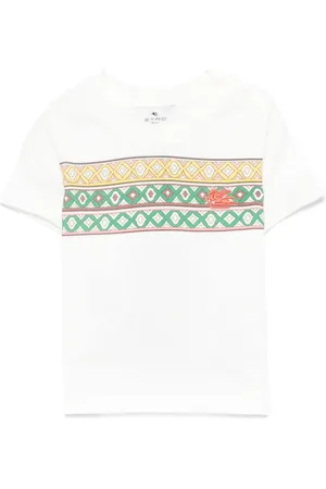 Etro T-shirt avorio con banda fantasia centrale neonato