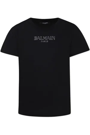 Balmain T-shirt nera logo ricamo