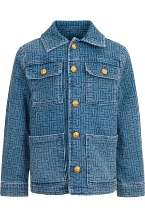 Balmain Giacca denim logo monogram all-over