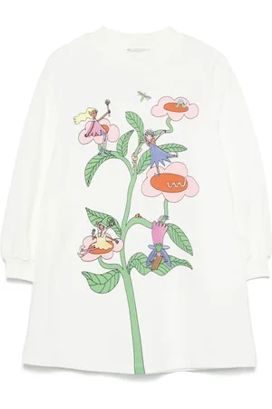 Stella McCartney Abito panna con stampa floreale